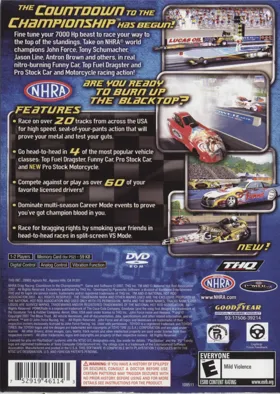 NHRA Drag Racing - Countdown to the Championship box cover back